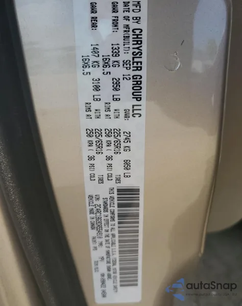 2013 Chrysler Town & Country Touring z USA, uszkodzony, nr VIN 2C4RC1BG9DR554910